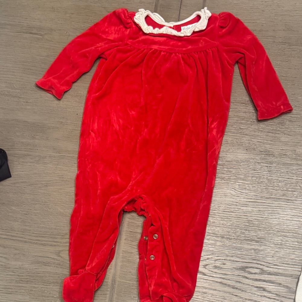Ralph Lauren Red Velvet Kids Footie